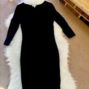 Black bodycon midi cotton dress Sz S